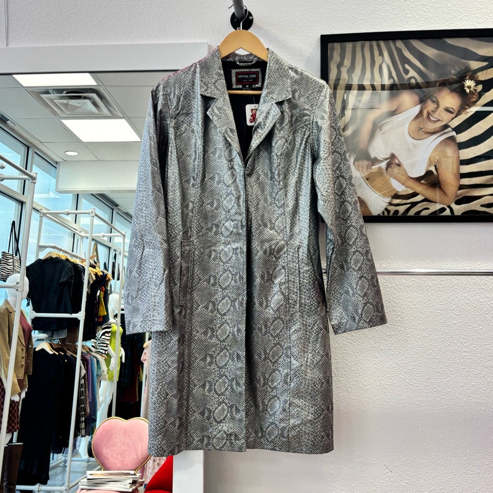 Faux Snakeskin Trench Coat